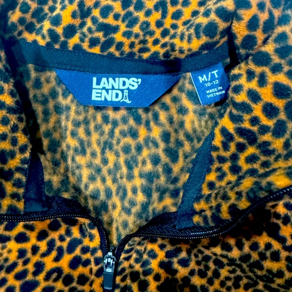 Awesome Lands’ End Cheetah Print Zip Up Fleece Medium Tall - Picture 5 of 10